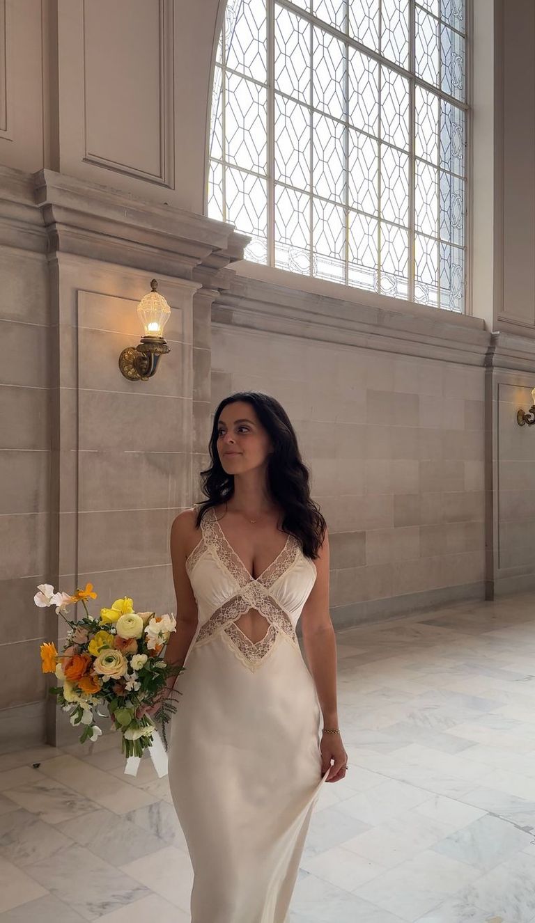 elegant a line dress Elegant Modest High-Neck A-Line Wedding Dress with Lace Overlay and Subtle Train Plus Size Size 16W